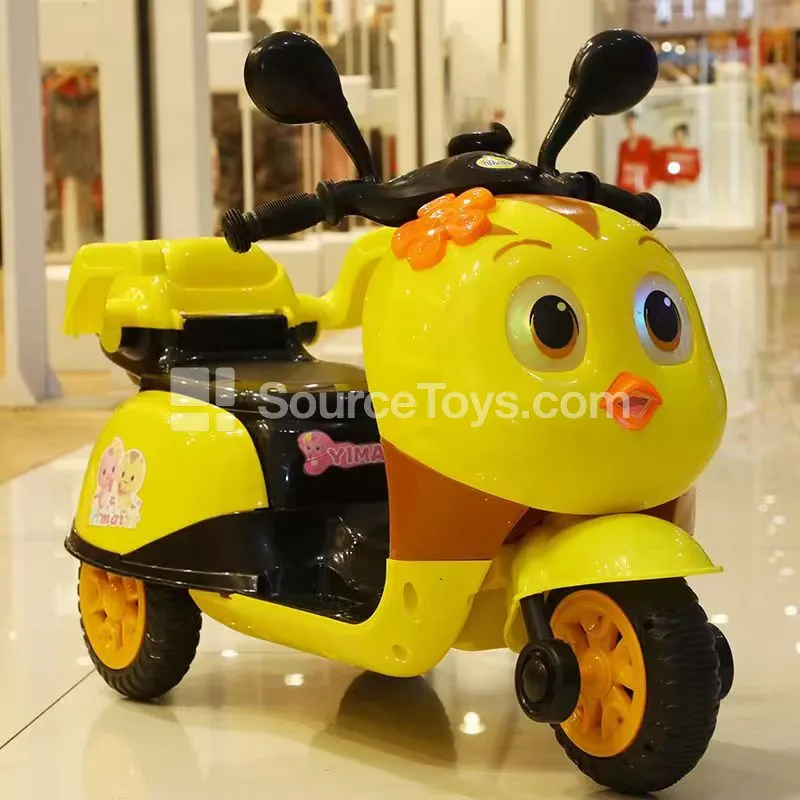 Cartoon Chick Electric Ride-On Tricycle (Pink, Yellow, Blue)