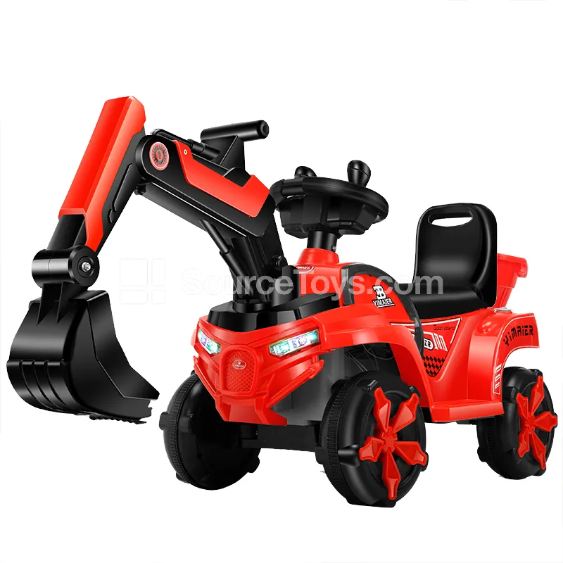Ride-On Electric Excavator Truck (Red/Yellow/Blue)