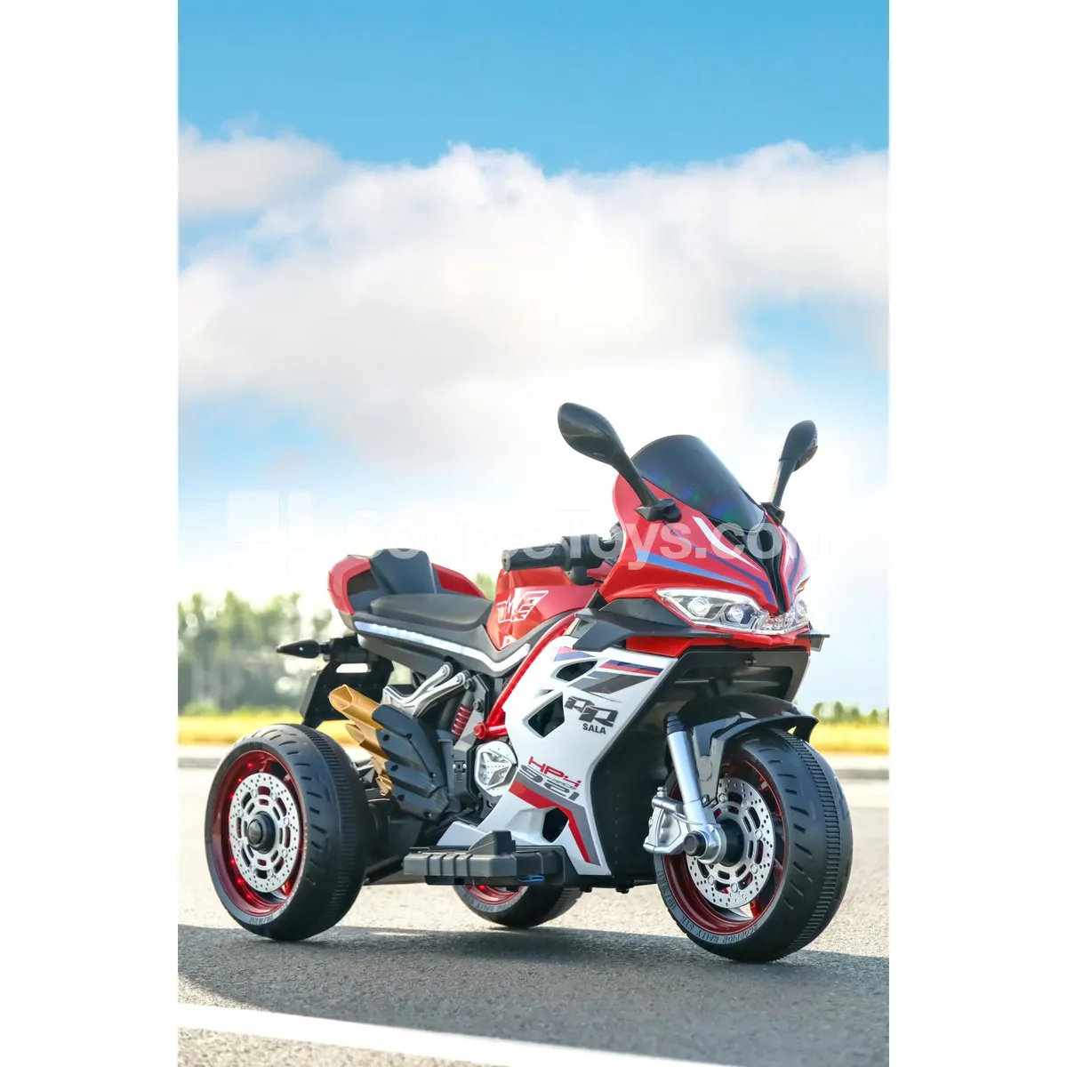 Electric 3-Wheel Ride-On Motorcycle (Red, White, Black) Electric 3-Wheel Ride-On Motorcycle (Red, White, Black)