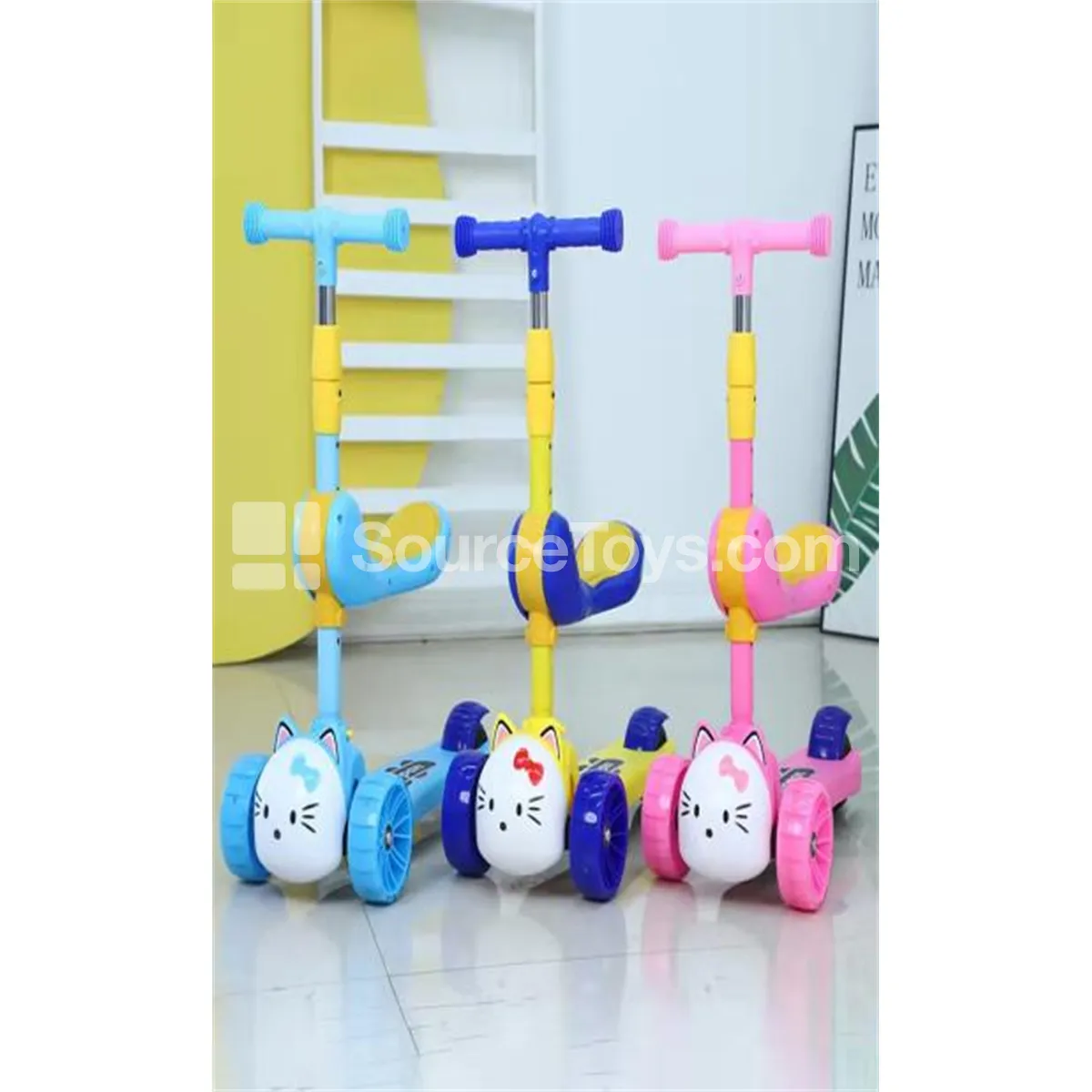 Kids Scooter with Seat, Lights & Music (Blue/Pink/Yellow)