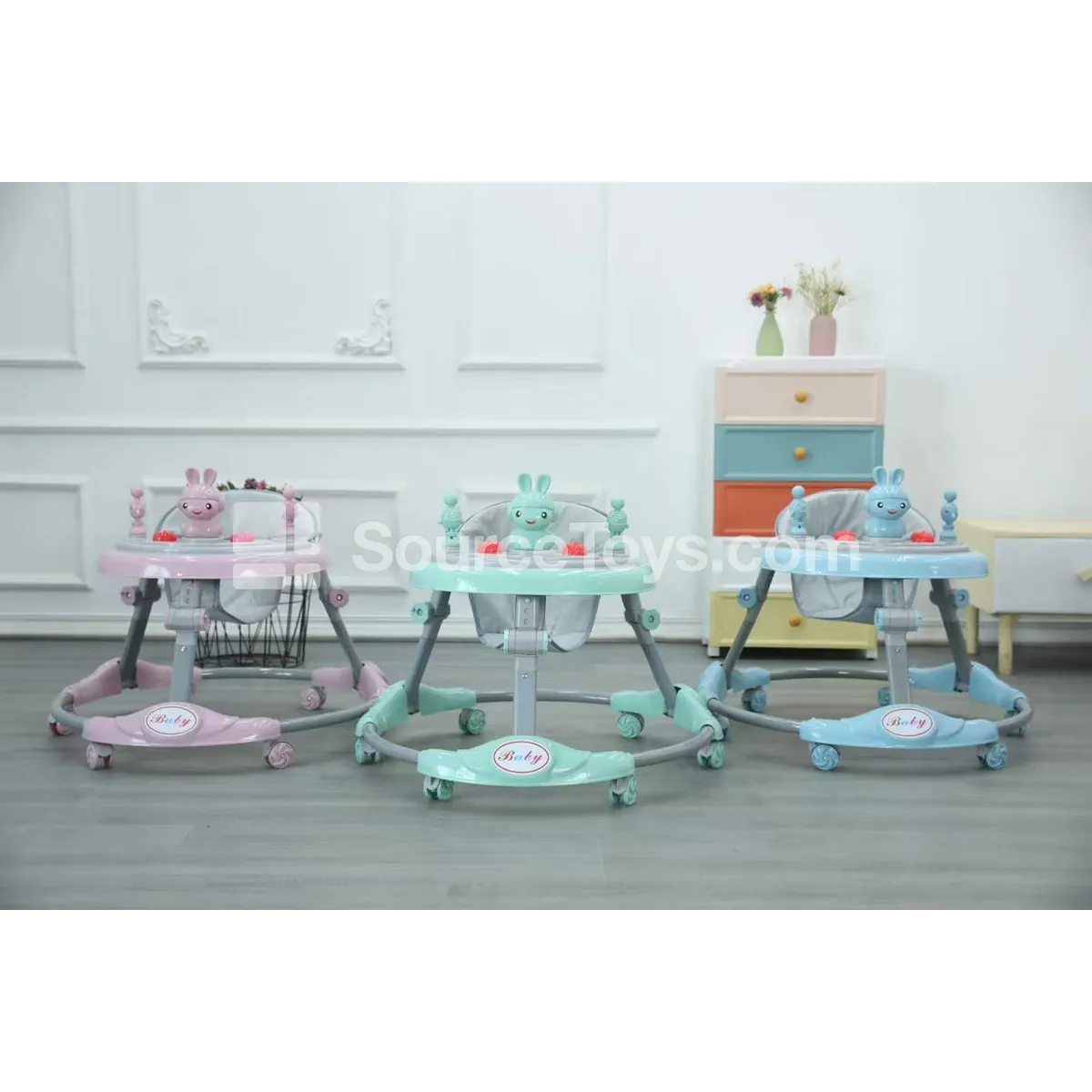 Cartoon Baby Walker (Blue, Green, Pink)