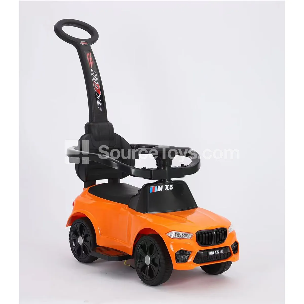 Electric Ride-on Car with Seat Belt, Guardrail and Push Handle (Orange, White, Red, Blue)