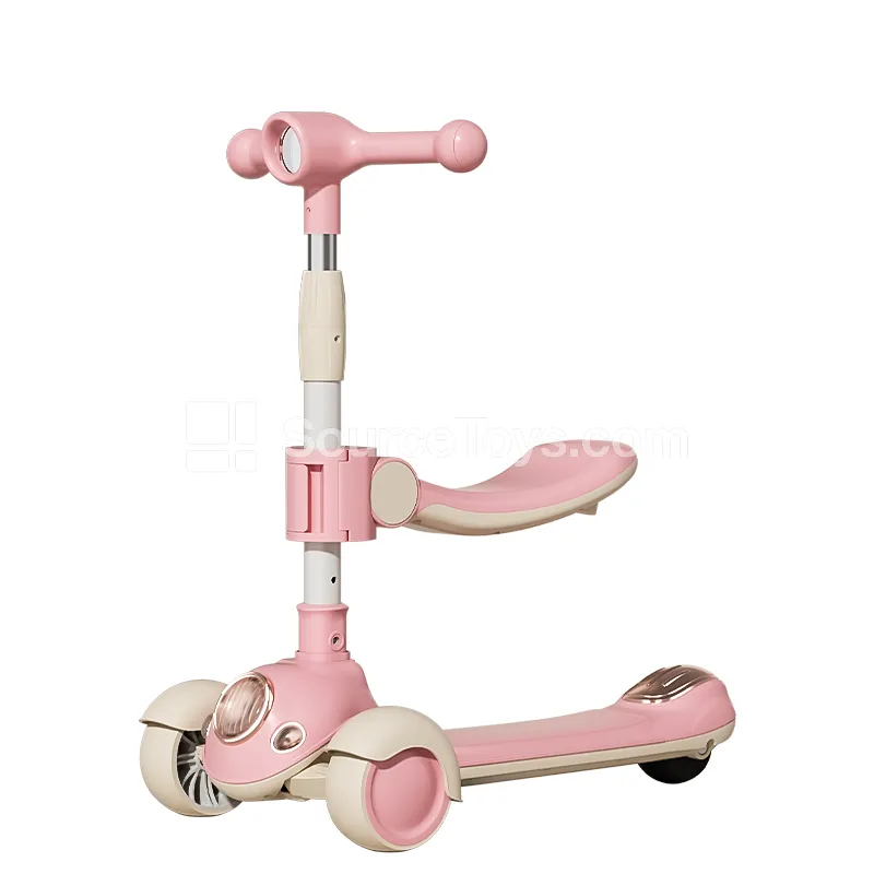 Scooter with Lighted Handlebars and Seat (Green, Pink, Off-White) Scooter with Lighted Handlebars and Seat (Green, Pink, Off-White)