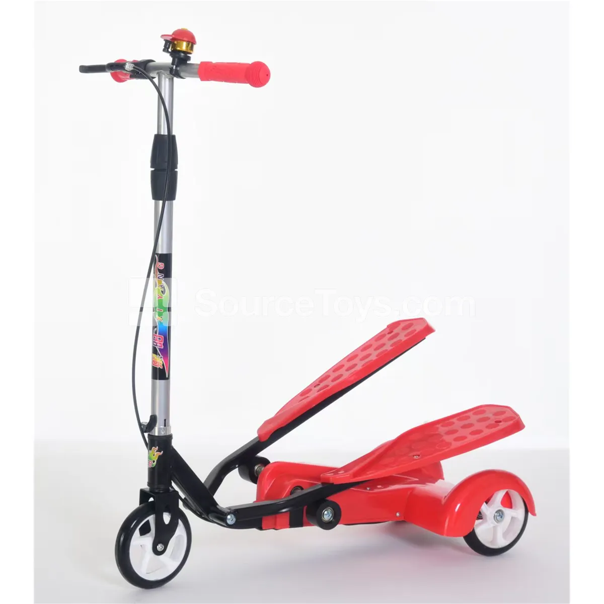 Kids Dual-Wing Foot-to-Floor Scooter with Handbrake (Red, Blue) Kids Dual-Wing Foot-to-Floor Scooter with Handbrake (Red, Blue)