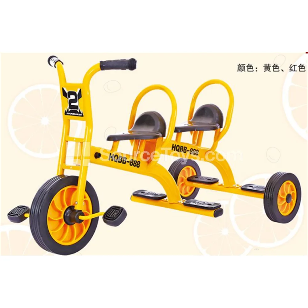 Twin-Seat Backrest Tricycle Bike (Yellow, Red)