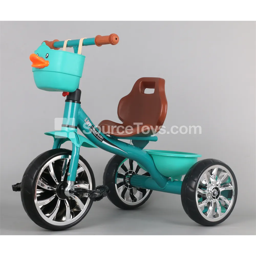 Tricycle with Trailer, Pink/Green/Purple