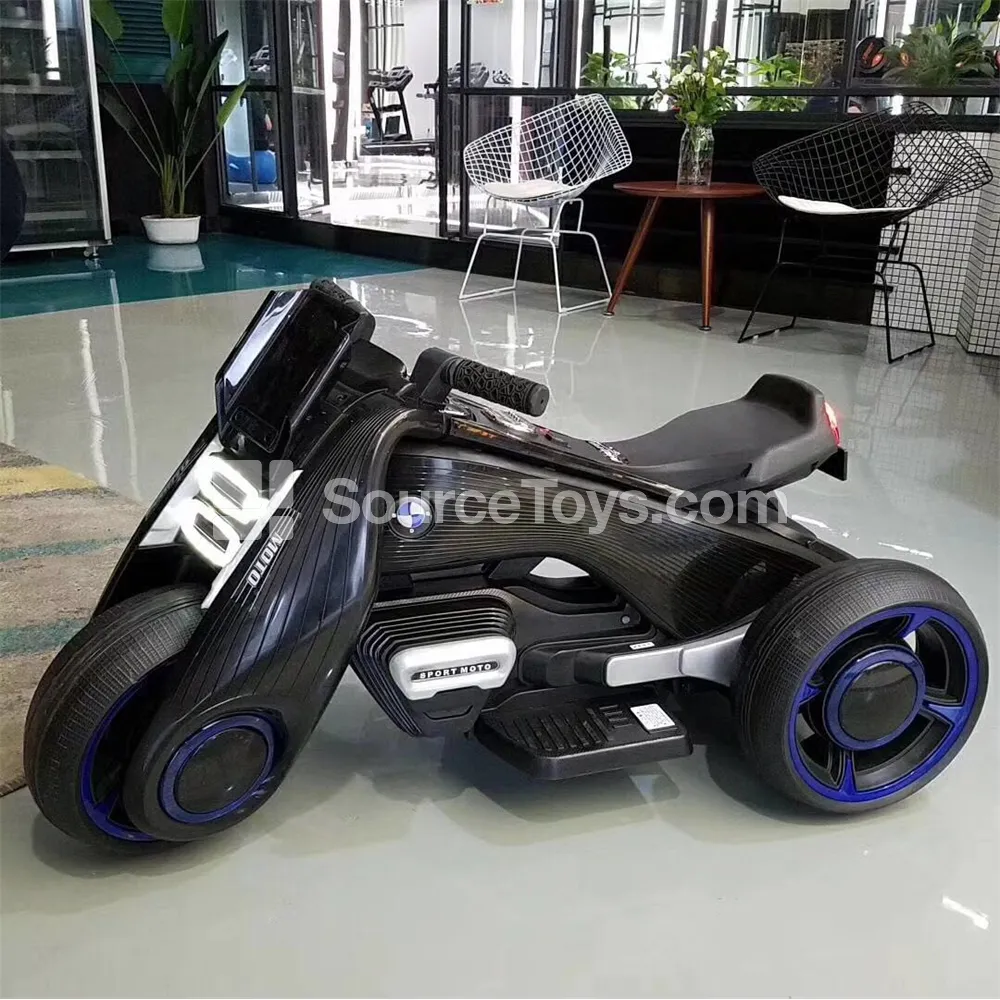Electric 3-Wheel Ride-On Motorcycle (Red, White, Orange, Black)