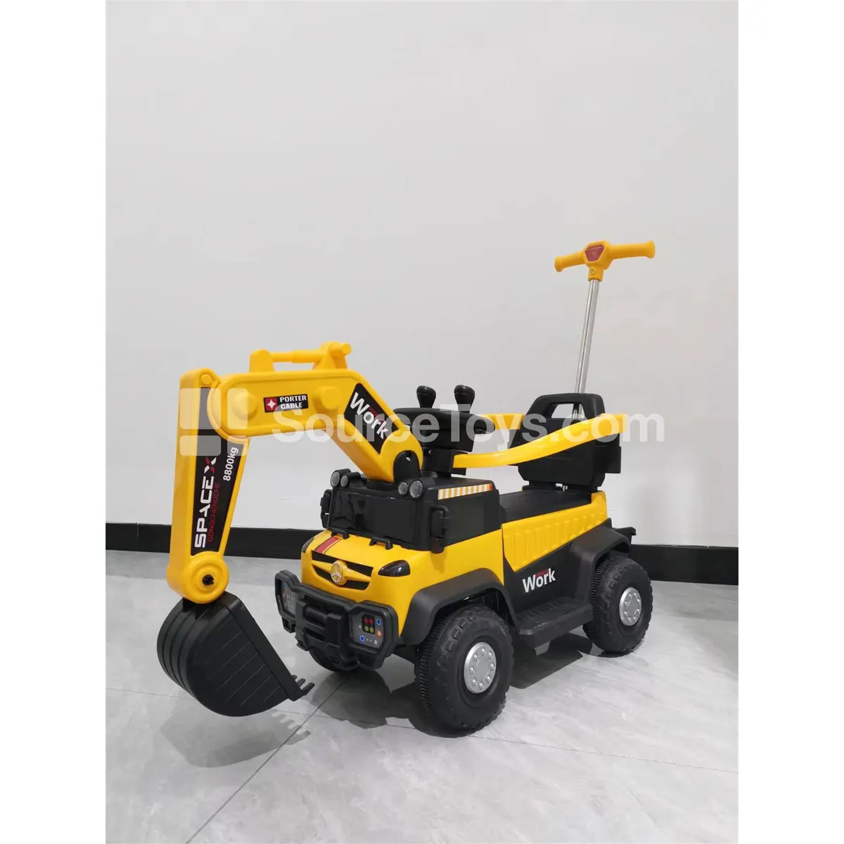 Electric Excavator with Push Handle, Red/Blue/Yellow Electric Excavator with Push Handle, Red/Blue/Yellow