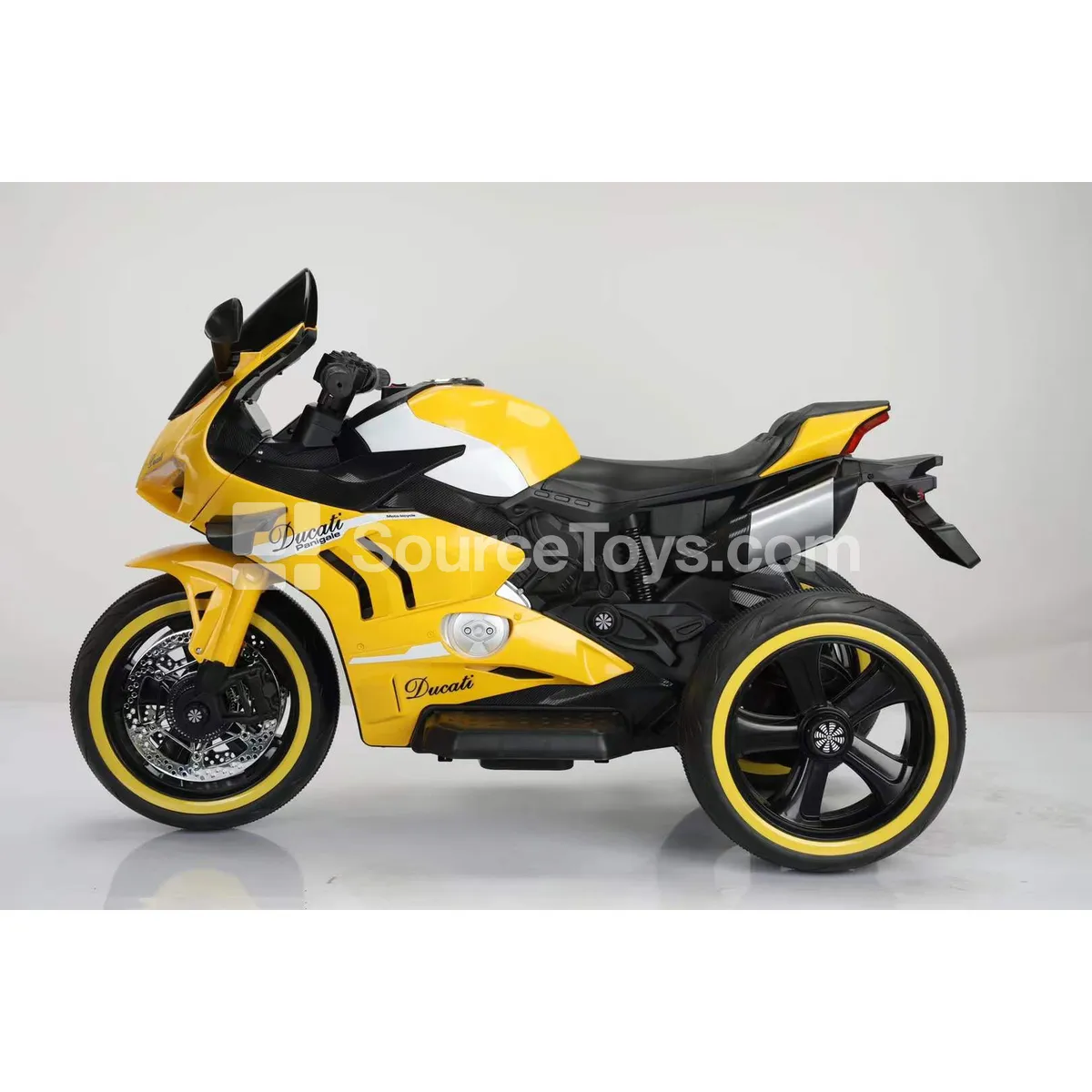 Electric Dual-Drive 3-Wheel Motorcycle Ride-On (Red, Blue, White, Yellow)