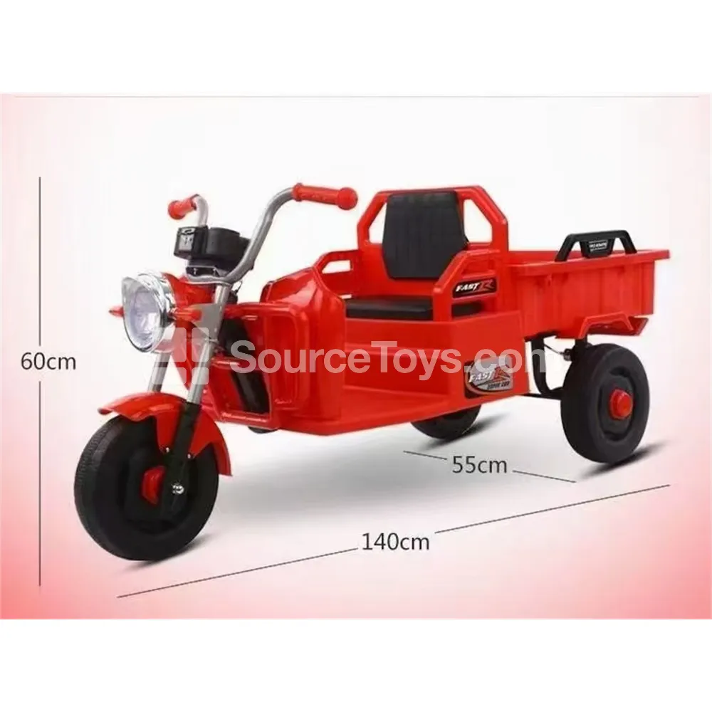 Electric Remote Control Dual-Drive Kids Tricycle with Storage Box (Red, Blue)