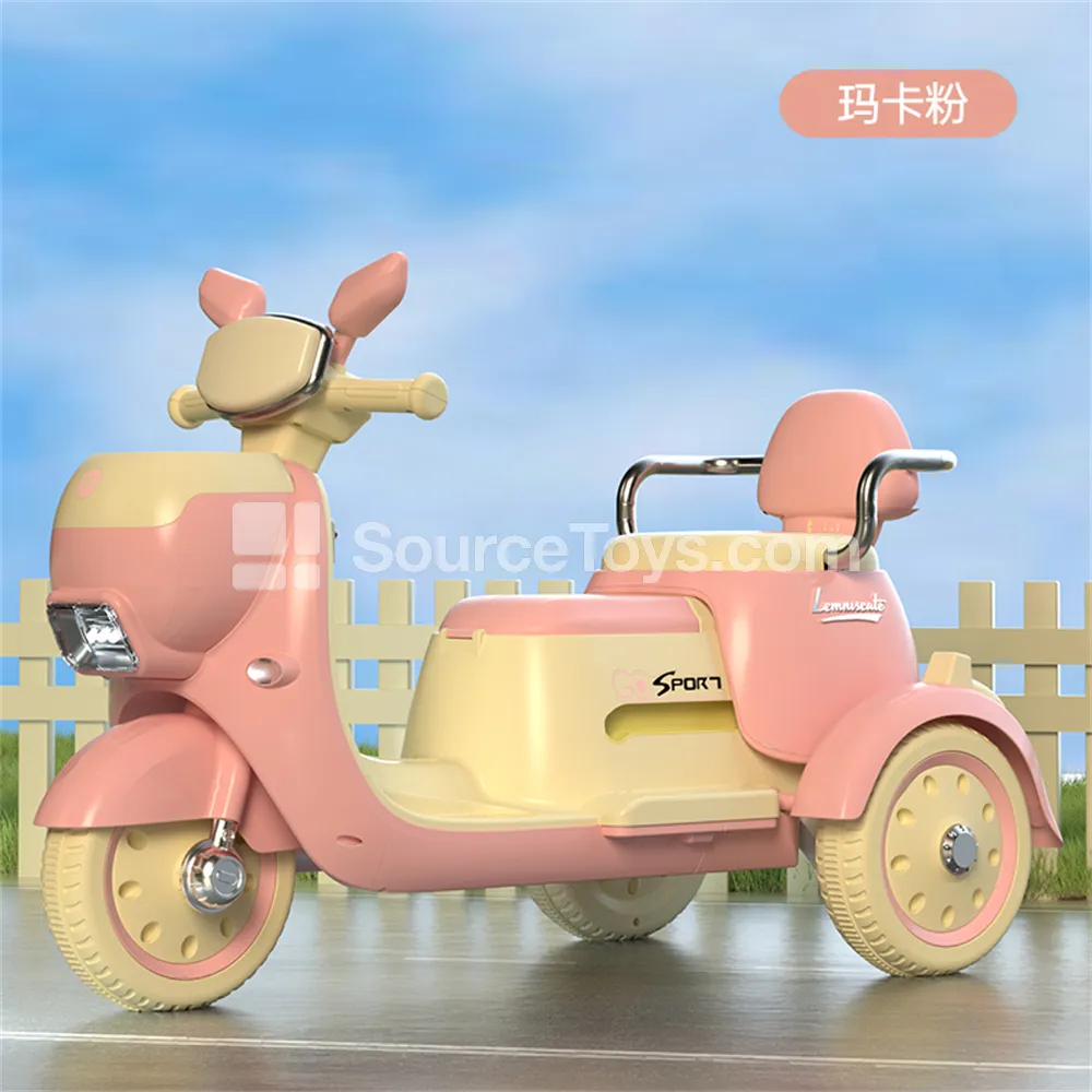 Electric Three-Wheel Double-Seat Ride-On Motorcycle (Pink, Blue, Green) Electric Three-Wheel Double-Seat Ride-On Motorcycle (Pink, Blue, Green)