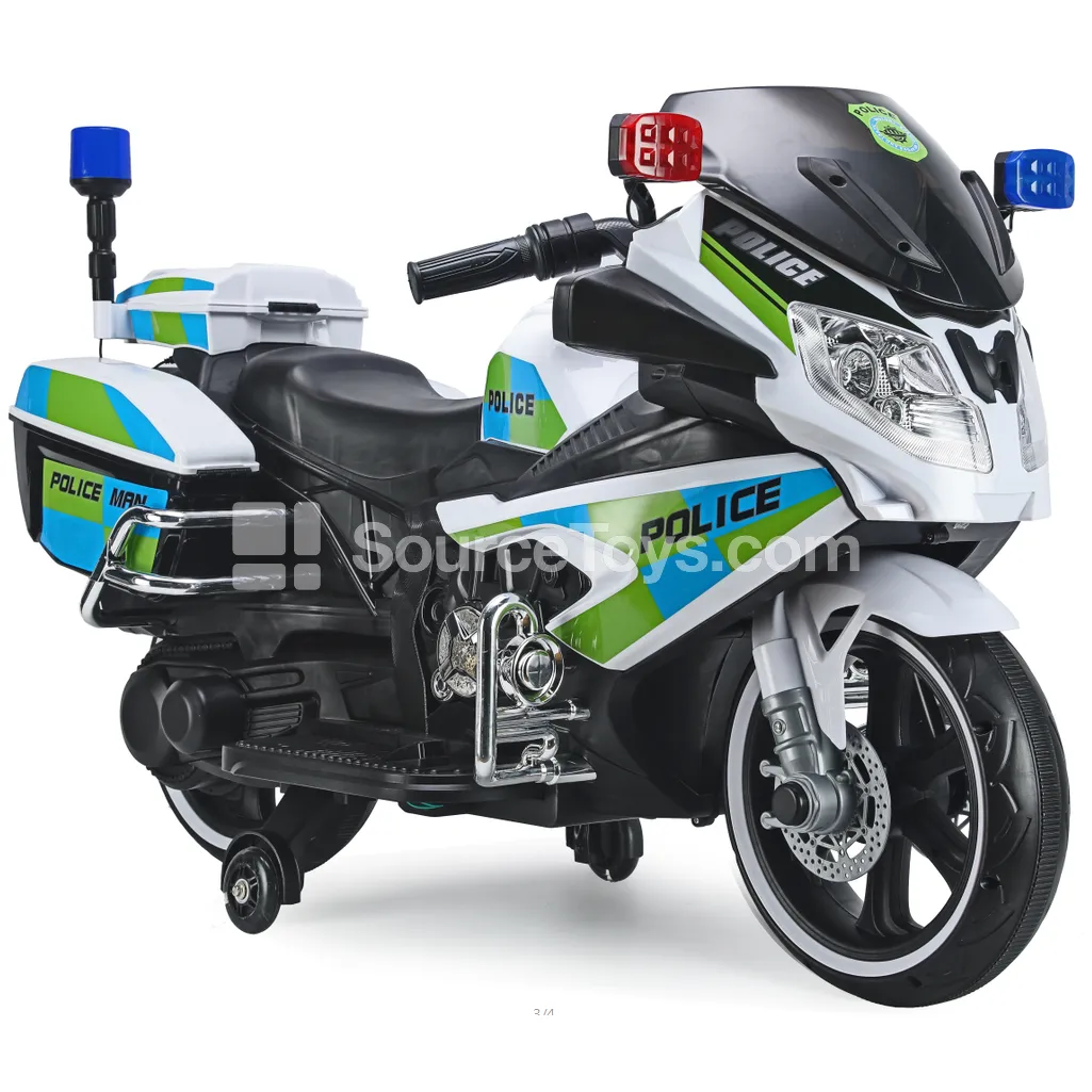 Electric Two-Wheel Police Motorcycle Red Black White Electric Two-Wheel Police Motorcycle Red Black White