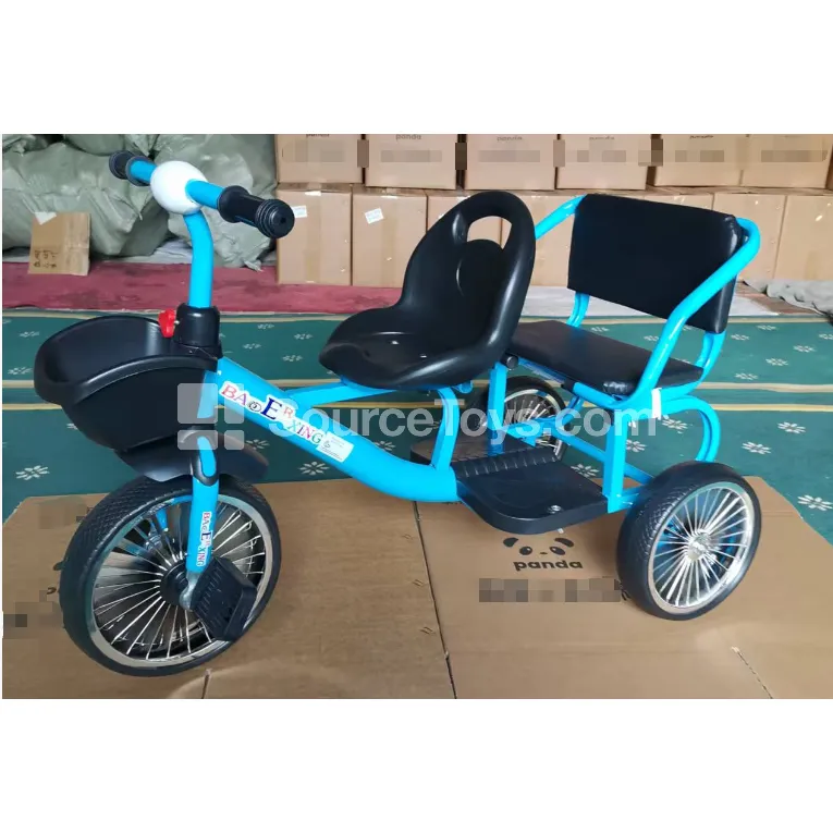 Twin Seat Pedal Tricycle Red/Blue/White