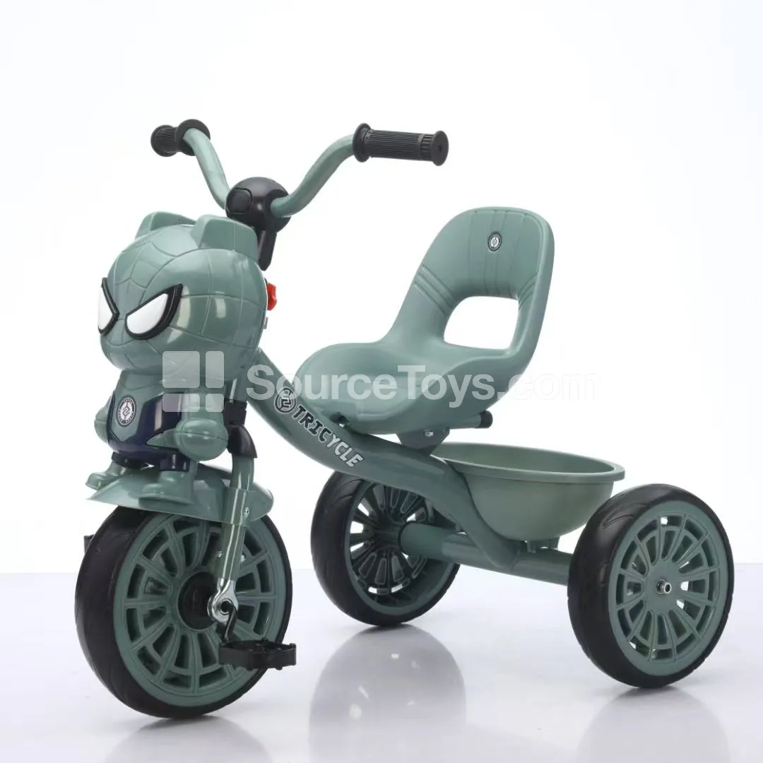 Tricycle with Cart, Green/Pink/Blue