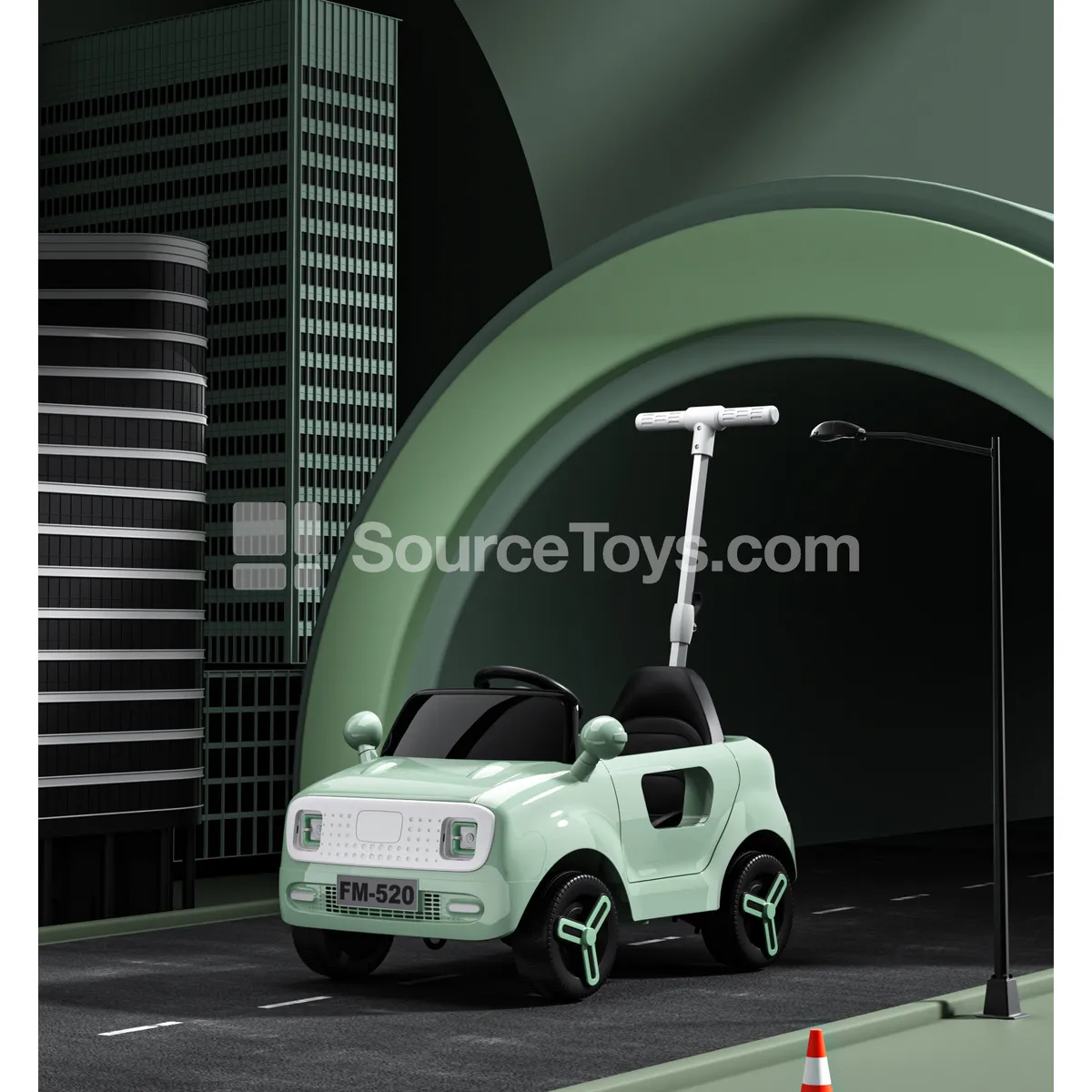 Electric Single-Drive Convertible Ride-On Car (Pink/Beige/Green)