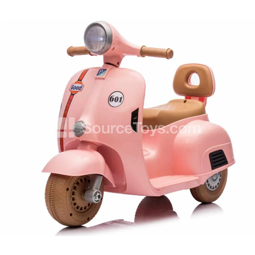 Electric Mulan Three-Wheel Ride-On Motorcycle (Pink/Blue/Green/White)