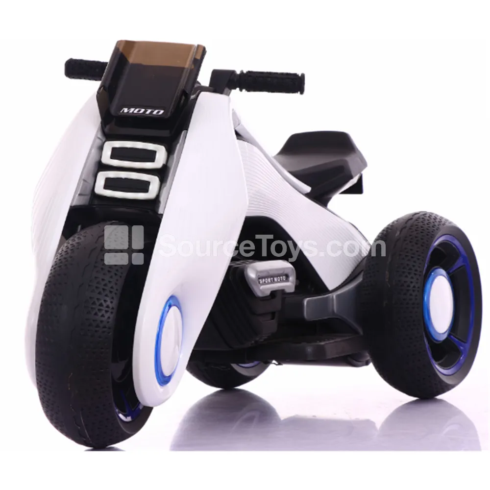 Electric 3-Wheel Ride-On Motorcycle (Red, White, Orange, Black)
