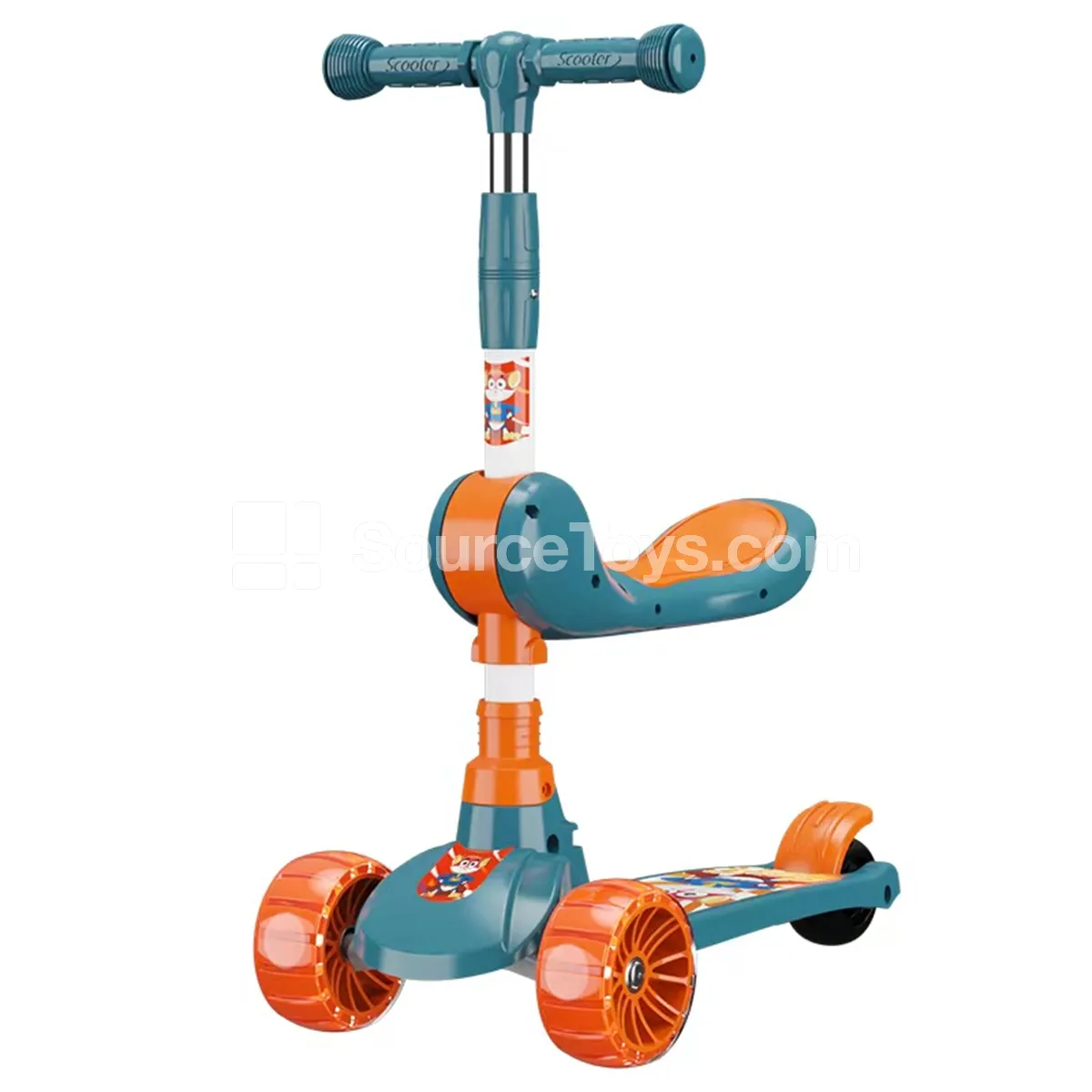 Scooter Ride-On with Seat (Green, Blue, Pink)