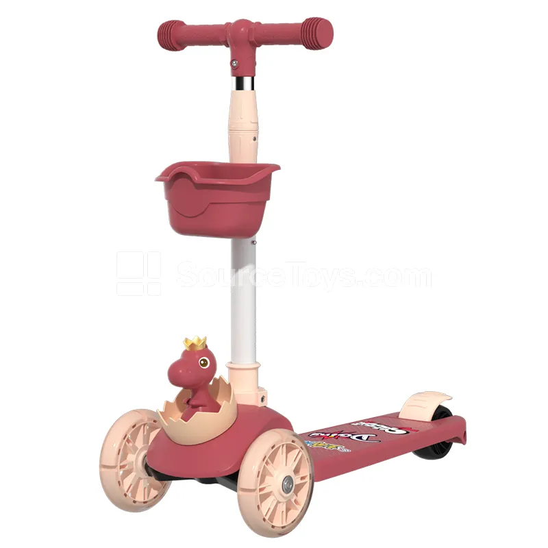 Cartoon Dinosaur Scooter with Basket (Blue, Green, Pink) Cartoon Dinosaur Scooter with Basket (Blue, Green, Pink)