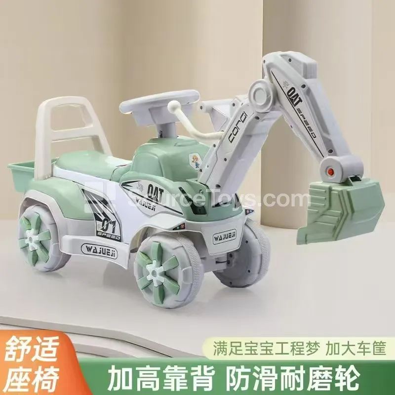 Construction Excavator Ride-On Scooter Green Construction Excavator Ride-On Scooter Green