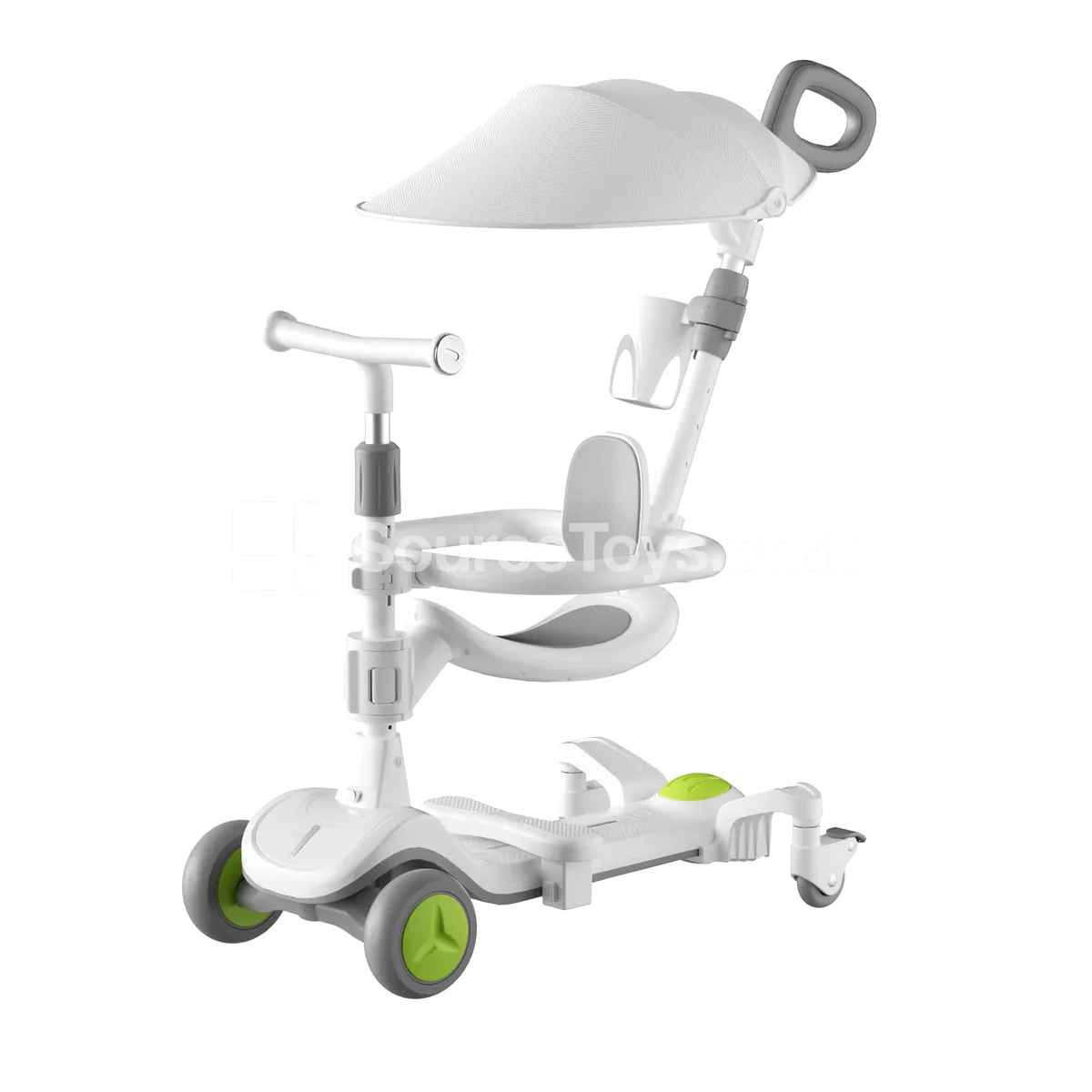 Traveler V8 Ride-on Scooter with Canopy and Handlebar (Black-White, White-Gray, Pink)