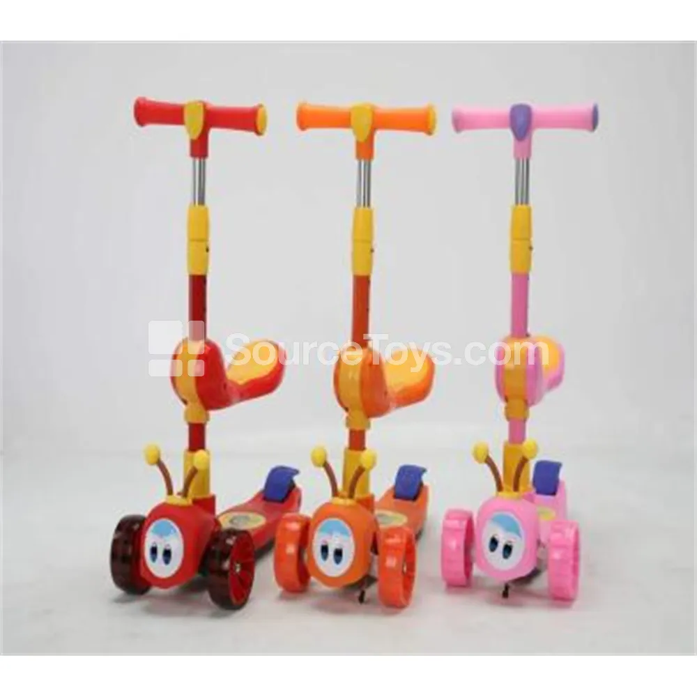 Folding Kids Scooter with LED Lights & Music (Red/Pink/Orange) Folding Kids Scooter with LED Lights & Music (Red/Pink/Orange)