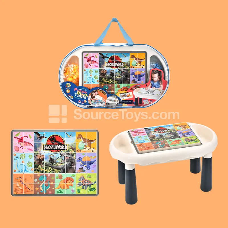 DIY Dinosaur Puzzle Building Blocks Table with Drawing Board DIY Dinosaur Puzzle Building Blocks Table with Drawing Board