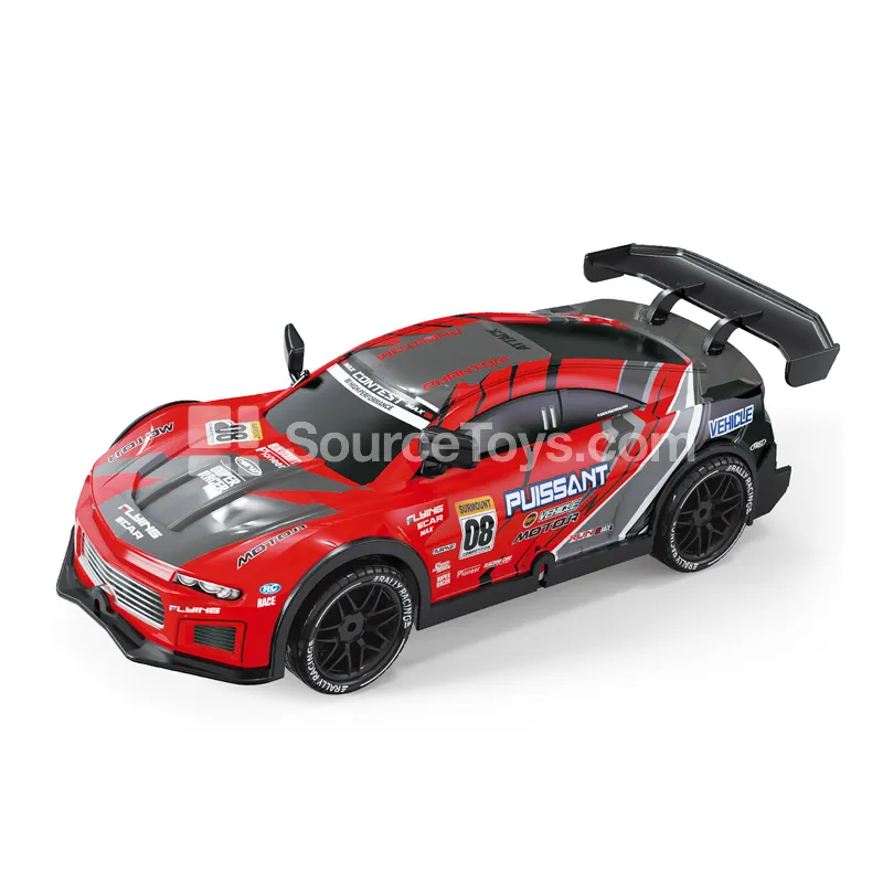 2.4G 1:20 4WD Drift RC Car with Lights, High Speed, PVC, 2 Speeds, 2 Interchangeable Wheel Sets, Battery Included