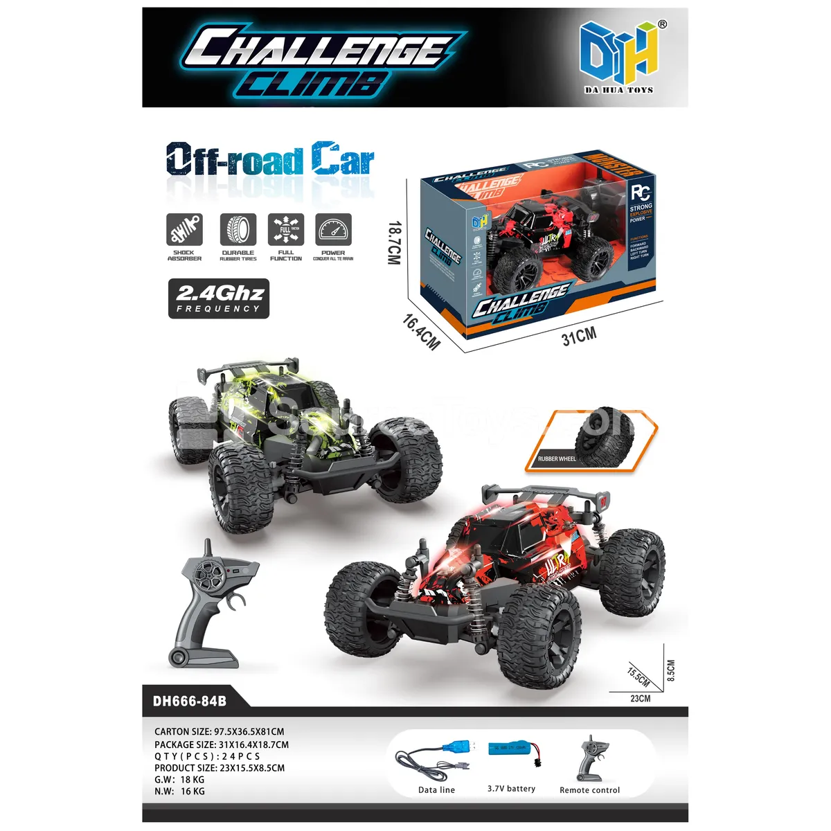 2.4G 1:18 Off-Road RC Stunt Car with Lights 2.4G 1:18 Off-Road RC Stunt Car with Lights