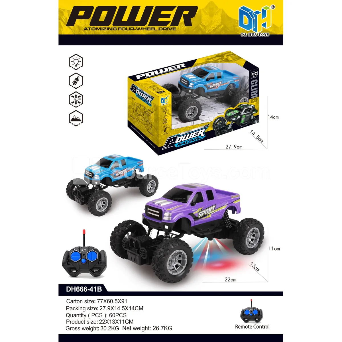Climbing Remote Control Stunt Car High-Speed 4WD Off-Road Pickup Truck