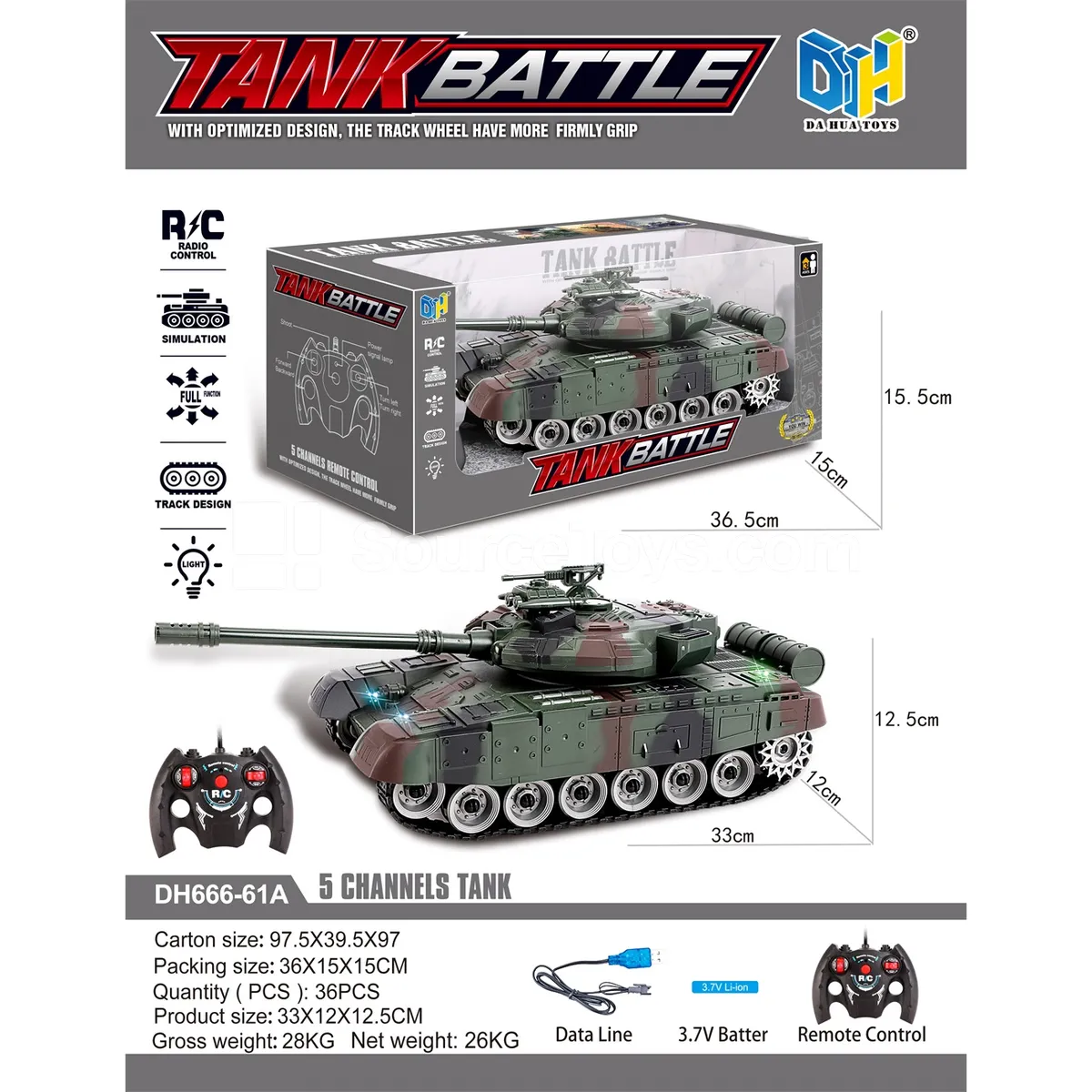 5-Channel T90 Tank RC Vehicle Military Tracked with Battery 5-Channel T90 Tank RC Vehicle Military Tracked with Battery