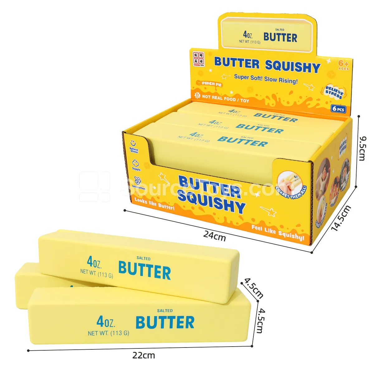 Medium Yellow PU Slow-Rebound Printed Cheese Bar Toy Medium Yellow PU Slow-Rebound Printed Cheese Bar Toy