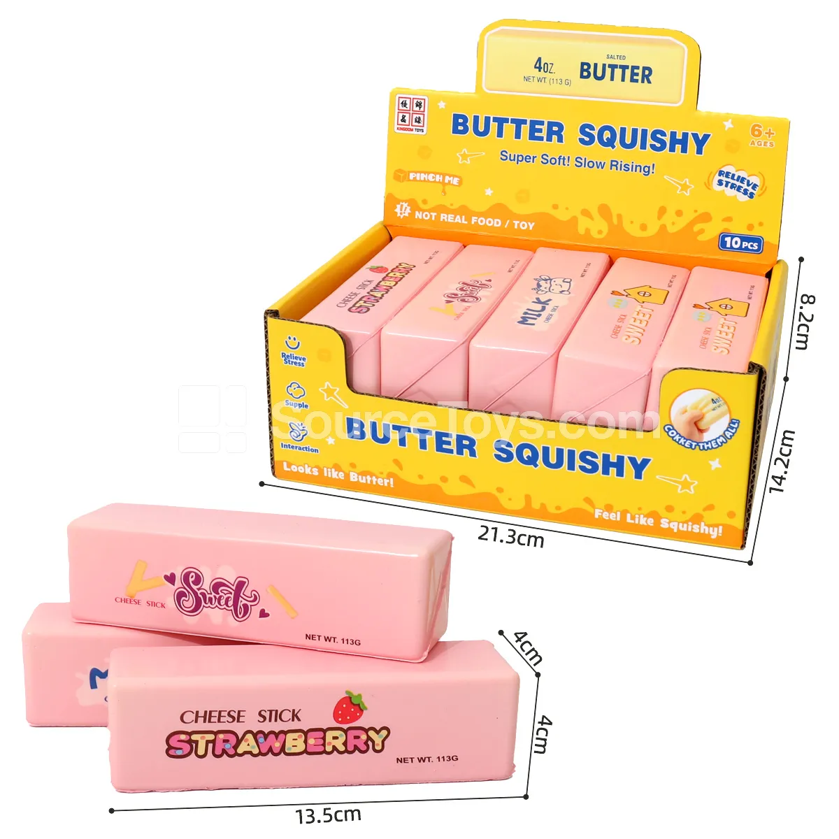 PU Slow-Rebound Printed Cheese Stick Small Pink PU Slow-Rebound Printed Cheese Stick Small Pink