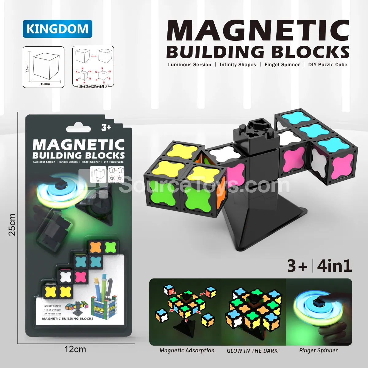 8PCS Glow-in-the-Dark Magnetic Building Blocks with Spinner 8PCS Glow-in-the-Dark Magnetic Building Blocks with Spinner