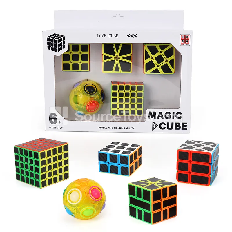 3x3 Carbon Fiber Magic Cube (UV Print) + Carbon Fiber SQ1 (UV Print) + Carbon Fiber Windmill (UV Print) + 5x5 Black Carbon Fiber Magic Cube (UV Print) + Transparent Yellow Rainbow Ball 3x3 Carbon Fiber Magic Cube (UV Print) + Carbon Fiber SQ1 (UV Print) + Carbon Fiber Windmill (UV Print) + 5x5 Black Carbon Fiber Magic Cube (UV Print) + Transparent Yellow Rainbow Ball