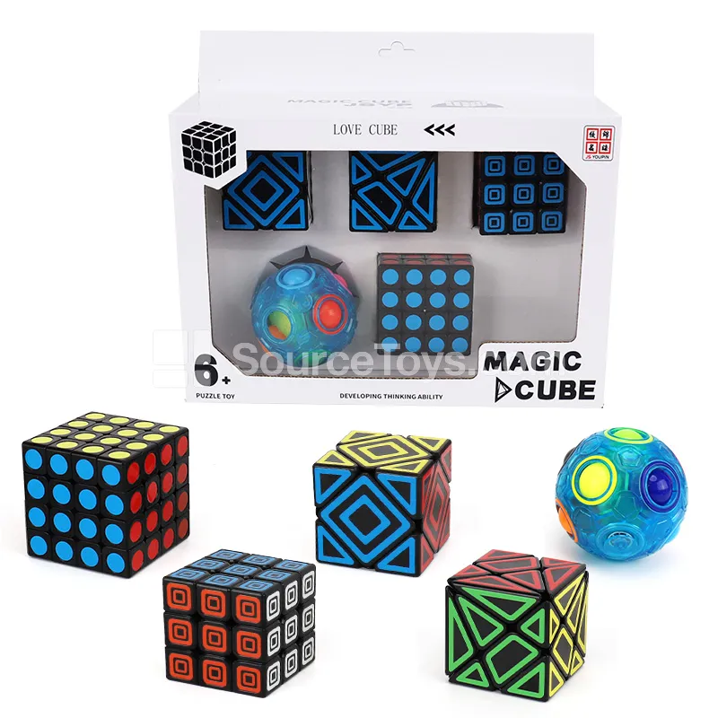 UV Printed Skewb + Puzzle Cube + 3x3 Cube + 4x4 Cube + Transparent Blue Rainbow Ring with Bearing UV Printed Skewb + Puzzle Cube + 3x3 Cube + 4x4 Cube + Transparent Blue Rainbow Ring with Bearing