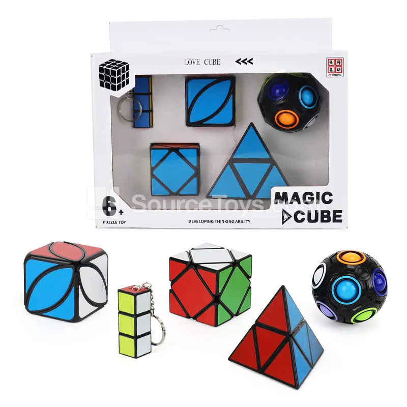 Keychain (UV Print) + Maple Leaf (UV Print) + Black Rainbow Ball + Skewb (UV Print) + 2x2 Pyramid (UV Print)