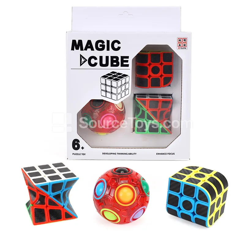 Twisted Cube & Trihedral Cube with Carbon Fiber Stickers / Printed + Transparent Rainbow Ball Twisted Cube & Trihedral Cube with Carbon Fiber Stickers / Printed + Transparent Rainbow Ball