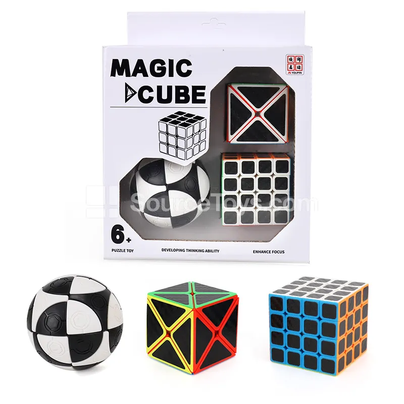 8-Axis 4x4 Magic Cube with Carbon Fiber Stickers, Two-Color Soccer Cube 8-Axis 4x4 Magic Cube with Carbon Fiber Stickers, Two-Color Soccer Cube