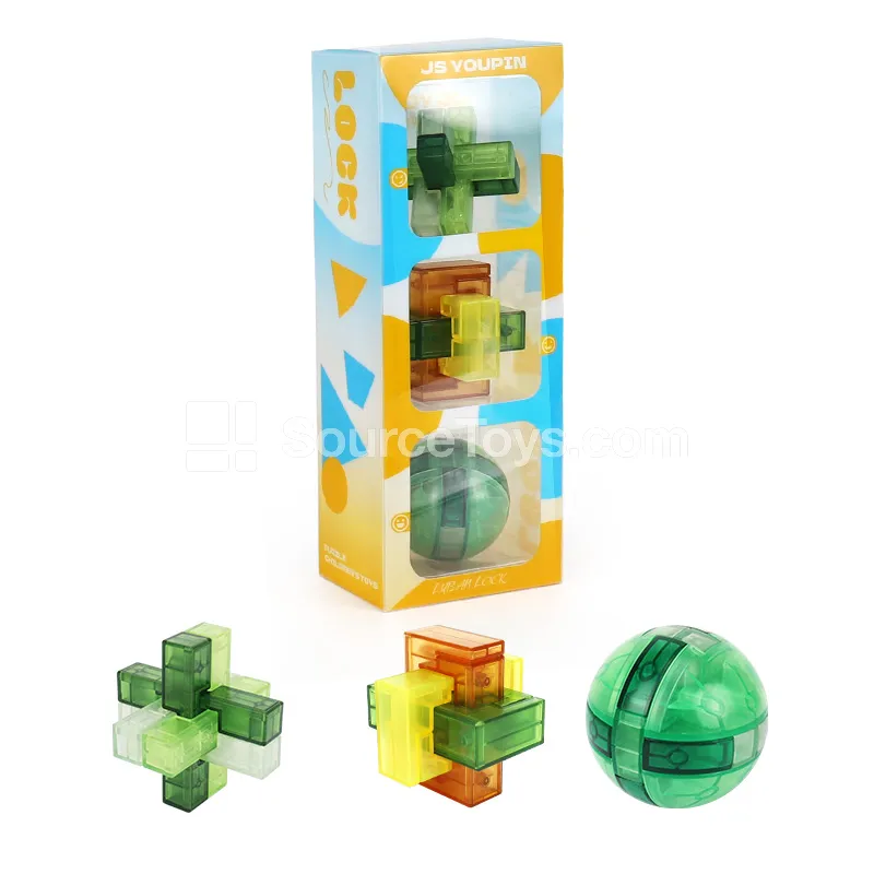 Puzzle Lock Set 3-Pack in PVC Transparent Box Puzzle Lock Set 3-Pack in PVC Transparent Box