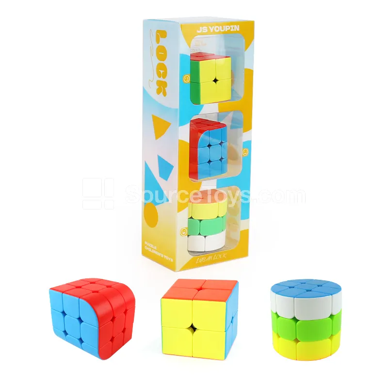 2x2 Cube + 3-Face Cube + 3x3 Cylinder Cube (PVC Clear Box) 2x2 Cube + 3-Face Cube + 3x3 Cylinder Cube (PVC Clear Box)