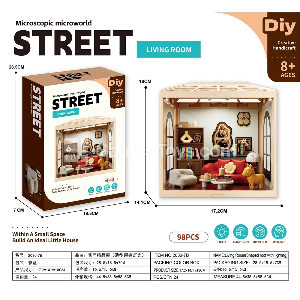 Miniature Pretend-Play Living Room Set for Girls with Lighted Ceiling Miniature Pretend-Play Living Room Set for Girls with Lighted Ceiling