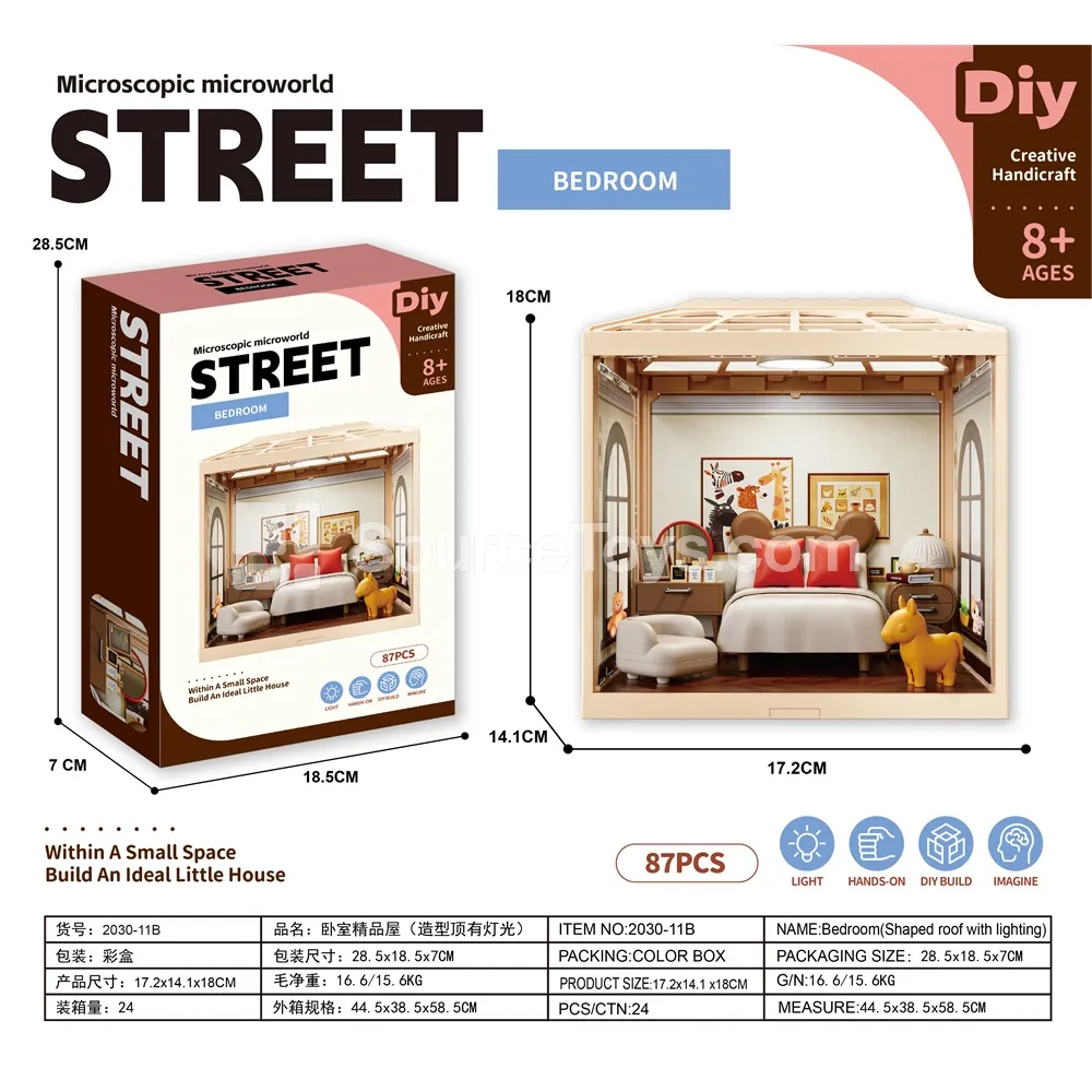 Micro Pretend-Play Bedroom Set with Lighted Roof Micro Pretend-Play Bedroom Set with Lighted Roof