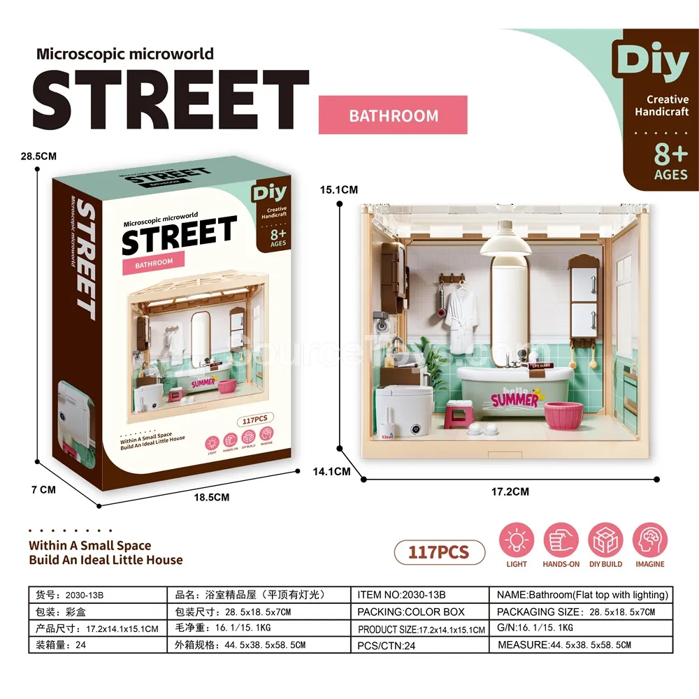 Miniature Pretend-Play Bathroom Set for Girls (Flat Top with Light) Miniature Pretend-Play Bathroom Set for Girls (Flat Top with Light)
