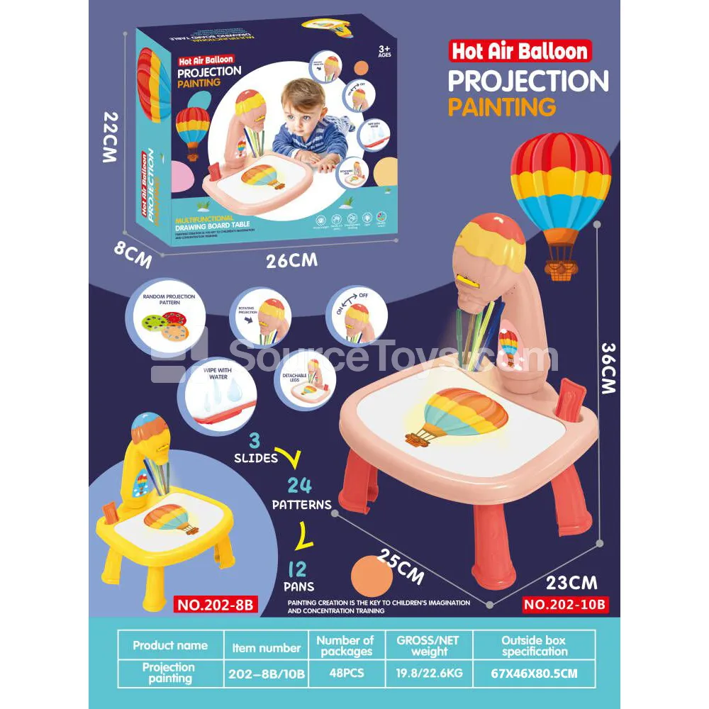 Hot Air Balloon Projection Drawing Table (Pink, No Music)
