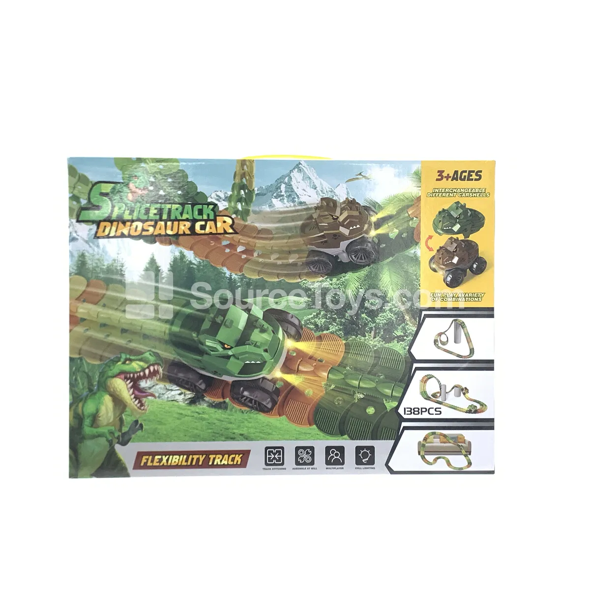 Dinosaur Anti-Gravity Track Car DIY Assembly Vinyl Kit 138pcs