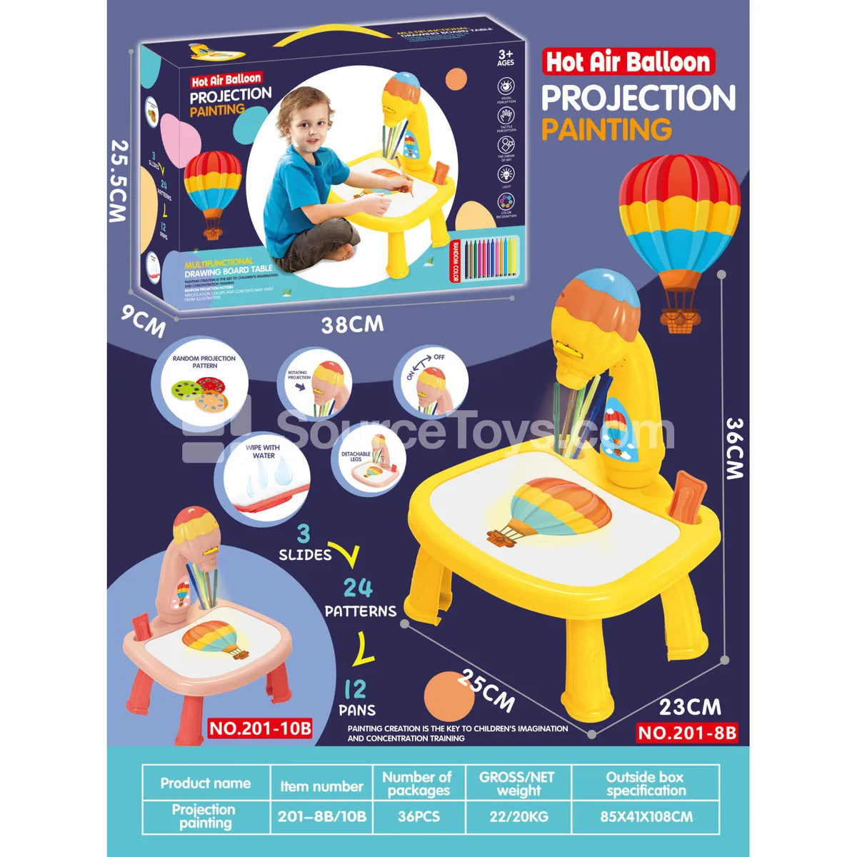 Hot Air Balloon Projection Drawing Table (Yellow, No Music) Hot Air Balloon Projection Drawing Table (Yellow, No Music)