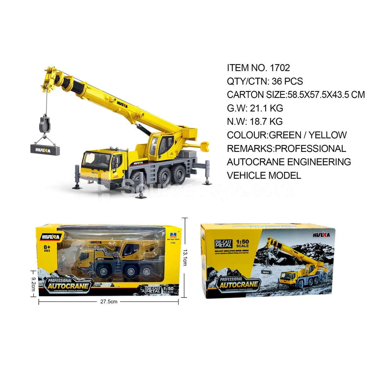 1:50 Alloy Truck-Mounted Crane Static Model 1:50 Alloy Truck-Mounted Crane Static Model