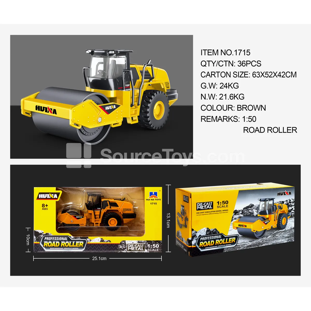 1:50 Alloy Static Road Roller Model 1:50 Alloy Static Road Roller Model