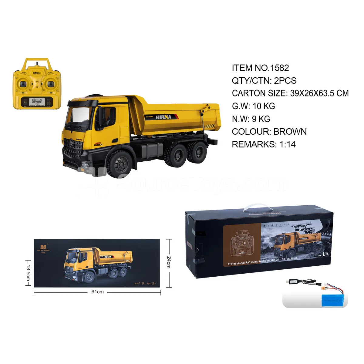 1:14 10-Channel Alloy Remote Control Dump Truck